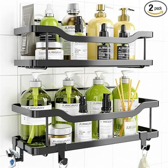 Shower Caddy, 2-Pack Adhesive Shower Organizer, No Drilling Rustproof - Picture 8 of 8